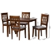 Baxton Studio Florencia Modern Grey Fabric and Walnut Brown Finished Wood 5-Piece Dining Set - RH388C-Grey/Walnut-5PC Dining Set