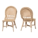 Baxton Studio Jelita Modern Bohemian Natural Brown Rattan 2-Piece Dining Chair Set