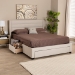 Baxton Studio Braylon Mid-Century Modern Transitional Beige Fabric and Dark Brown Finished Wood Full Size 3-Drawer Storage Platform Bed - CF 9270-A-Coronado-A-Beige-Full