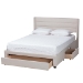 Baxton Studio Braylon Mid-Century Modern Transitional Beige Fabric and Dark Brown Finished Wood Full Size 3-Drawer Storage Platform Bed - CF 9270-A-Coronado-A-Beige-Full