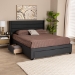 Baxton Studio Braylon Mid-Century Modern Transitional Charcoal Grey Fabric and Dark Brown Finished Wood Full Size 3-Drawer Storage Platform Bed - CF 9270-A-Coronado-A-Charcoal Grey-Full
