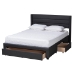 Baxton Studio Braylon Mid-Century Modern Transitional Charcoal Grey Fabric and Dark Brown Finished Wood Full Size 3-Drawer Storage Platform Bed - CF 9270-A-Coronado-A-Charcoal Grey-Full