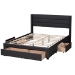 Baxton Studio Braylon Mid-Century Modern Transitional Charcoal Grey Fabric and Dark Brown Finished Wood Full Size 3-Drawer Storage Platform Bed - CF 9270-A-Coronado-A-Charcoal Grey-Full