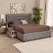 Baxton Studio Braylon Mid-Century Modern Transitional Light Grey Fabric and Dark Brown Finished Wood Queen Size 3-Drawer Storage Platform Bed - CF 9270-A-Coronado-A-Grey-Queen
