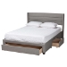 Baxton Studio Braylon Mid-Century Modern Transitional Light Grey Fabric and Dark Brown Finished Wood Queen Size 3-Drawer Storage Platform Bed - CF 9270-A-Coronado-A-Grey-Queen