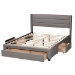 Baxton Studio Braylon Mid-Century Modern Transitional Light Grey Fabric and Dark Brown Finished Wood Queen Size 3-Drawer Storage Platform Bed - CF 9270-A-Coronado-A-Grey-Queen