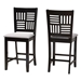 Baxton Studio Deanna Modern Grey Fabric and Dark Brown Finished Wood 2-Piece Counter Stool Set