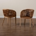 bali & pari Mario Modern Bohemian Natural Brown Finished Teak Wood and Rattan 2-Piece Dining Chair Set - Mario-Rattan-DC