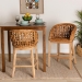 bali & pari Mario Modern Bohemian Natural Brown Finished Teak Wood and Rattan 2-Piece Counter Stool Set - Mario-Rattan-BS