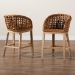 bali & pari Mario Modern Bohemian Natural Brown Finished Teak Wood and Rattan 2-Piece Counter Stool Set - Mario-Rattan-BS