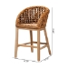 bali & pari Mario Modern Bohemian Natural Brown Finished Teak Wood and Rattan 2-Piece Counter Stool Set - Mario-Rattan-BS
