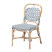Baxton Studio Luciana Modern French Blue and White Weaving Natural Rattan Bistro Chair