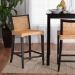 bali & pari Lingga Modern Bohemian Dark Brown Mahogany Wood and Natural Rattan Counter Stool - Lingga-Mahogany-CS
