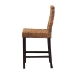 bali & pari Laymi Modern Bohemian Dark Brown Mahogany Wood and Seagrass Counter Stool - Laymi-Mahogany-CS