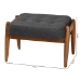 Baxton Studio Jeanine Japandi Dark Grey Fabric and Walnut Brown Finished Wood Ottoman Footstool - BBT5455-Dark Grey/Walnut-Stool
