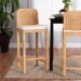 bali & pari Zariah Modern Bohemian Natural Brown Rattan and Mahogany Wood Bar Stool - WS15-Mahogany-BS