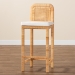 bali & pari Zariah Modern Bohemian Natural Brown Rattan and Mahogany Wood Bar Stool - WS15-Mahogany-BS