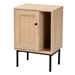 Baxton Studio Sherwin Mid-Century Modern Light Brown and Black 1-Door Cabinet with Woven Rattan Accent