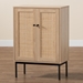 Baxton Studio Sherwin Mid-Century Modern Light Brown and Black 2-Door Storage Cabinet with Woven Rattan Accent - SR221175-Wooden/Rattan-Cabinet