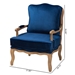 Baxton Studio Jules Traditional Navy Blue Fabric and French Oak Brown Finished Wood Accent Chair - BBT5470-Navy Blue/French Oak-Chair