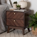 Baxton Studio Markell Mid-Century Transitional Walnut Brown Finished Wood 2-Drawer Nightstand - LV44ST4424WI-CLB-NS