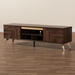 Baxton Studio Graceland Mid-Century Modern Transitional Walnut Brown Finished Wood 2-Door TV Stand - LV45TV4512WI-CLB-TV Stand