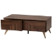 Baxton Studio Graceland Mid-Century Modern Transitional Walnut Brown Finished Wood 2-Drawer Coffee Table - LV45CFT4514WI-CLB-Coffee Table