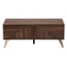 Baxton Studio Graceland Mid-Century Modern Transitional Walnut Brown Finished Wood 2-Drawer Coffee Table - LV45CFT4514WI-CLB-Coffee Table