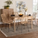 Baxton Studio Manhattan Modern Bohemian Rattan and Natural Oak Finished Wood 5-Piece Dining Set - KYG001C-Natural-5PC Dining Set