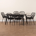 Baxton Studio Aniceta Modern Bohemian Black Finished Wood and Rattan 7-Piece Dining Set - KYG013C-Black-7PC Dining Set