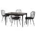 Baxton Studio Sabelle Modern Bohemian Black Finished Wood and Rattan 5-Piece Dining Set