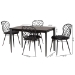 Baxton Studio Sabelle Modern Bohemian Black Finished Wood and Rattan 5-Piece Dining Set - KYG002C-Black-5PC Dining Set