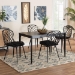 Baxton Studio Sabelle Modern Bohemian Black Finished Wood and Rattan 5-Piece Dining Set - KYG002C-Black-5PC Dining Set