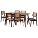 Baxton Studio Dannon Mid-Century Modern Grey Fabric and Walnut Brown Finished Wood 7-Piece Dining Set