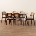 Baxton Studio Dannon Mid-Century Modern Grey Fabric and Walnut Brown Finished Wood 7-Piece Dining Set - CS001C-Walnut/Light Grey-7PC Dining Set
