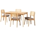 Baxton Studio Dannon Mid-Century Modern Grey Fabric and Natural Oak Finished Wood 5-Piece Dining Set