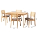 Baxton Studio Dannon Mid-Century Modern Grey Fabric and Natural Oak Finished Wood 5-Piece Dining Set - CS001C-Natural Oak/Light Grey-5PC Dining Set