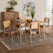 Baxton Studio Dannon Mid-Century Modern Grey Fabric and Natural Oak Finished Wood 5-Piece Dining Set - CS001C-Natural Oak/Light Grey-5PC Dining Set