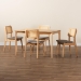 Baxton Studio Dannon Mid-Century Modern Grey Fabric and Natural Oak Finished Wood 5-Piece Dining Set - CS001C-Natural Oak/Light Grey-5PC Dining Set