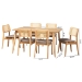 Baxton Studio Dannon Mid-Century Modern Grey Fabric and Natural Oak Finished Wood 7-Piece Dining Set - CS001C-Natural Oak/Light Grey-7PC Dining Set