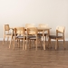 Baxton Studio Dannon Mid-Century Modern Grey Fabric and Natural Oak Finished Wood 7-Piece Dining Set - CS001C-Natural Oak/Light Grey-7PC Dining Set