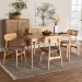 Baxton Studio Tarana Mid-Century Modern Grey Fabric and Natural Oak Finished Wood 5-Piece Dining Set - CS002C-Natural Oak/Light Grey-5PC Dining Set