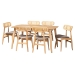 Baxton Studio Tarana Mid-Century Modern Grey Fabric and Natural Oak Finished Wood 7-Piece Dining Set