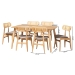 Baxton Studio Tarana Mid-Century Modern Grey Fabric and Natural Oak Finished Wood 7-Piece Dining Set - CS002C-Natural Oak/Light Grey-7PC Dining Set