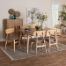 Baxton Studio Tarana Mid-Century Modern Grey Fabric and Natural Oak Finished Wood 7-Piece Dining Set - CS002C-Natural Oak/Light Grey-7PC Dining Set