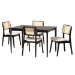 Baxton Studio Dannon Mid-Century Modern Cream Fabric and Black Finished Wood 5-Piece Dining Set