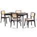 Baxton Studio Dannon Mid-Century Modern Cream Fabric and Black Finished Wood 5-Piece Dining Set - CS001C-Black/Cream-5PC Dining Set