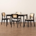 Baxton Studio Dannon Mid-Century Modern Cream Fabric and Black Finished Wood 5-Piece Dining Set - CS001C-Black/Cream-5PC Dining Set