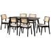 Baxton Studio Dannon Mid-Century Modern Cream Fabric and Black Finished Wood 7-Piece Dining Set