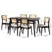 Baxton Studio Dannon Mid-Century Modern Cream Fabric and Black Finished Wood 7-Piece Dining Set - CS001C-Black/Cream-7PC Dining Set